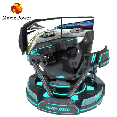 VR 3 οθόνης Αμαξοδρομίας Εικονικής Πραγματικότητας προσομοιωτής 6-Dof Μαύρο Αμαξοδρομικό Παιχνίδι 5d Οδήγηση αυτοκινήτου Arcade For Mall
