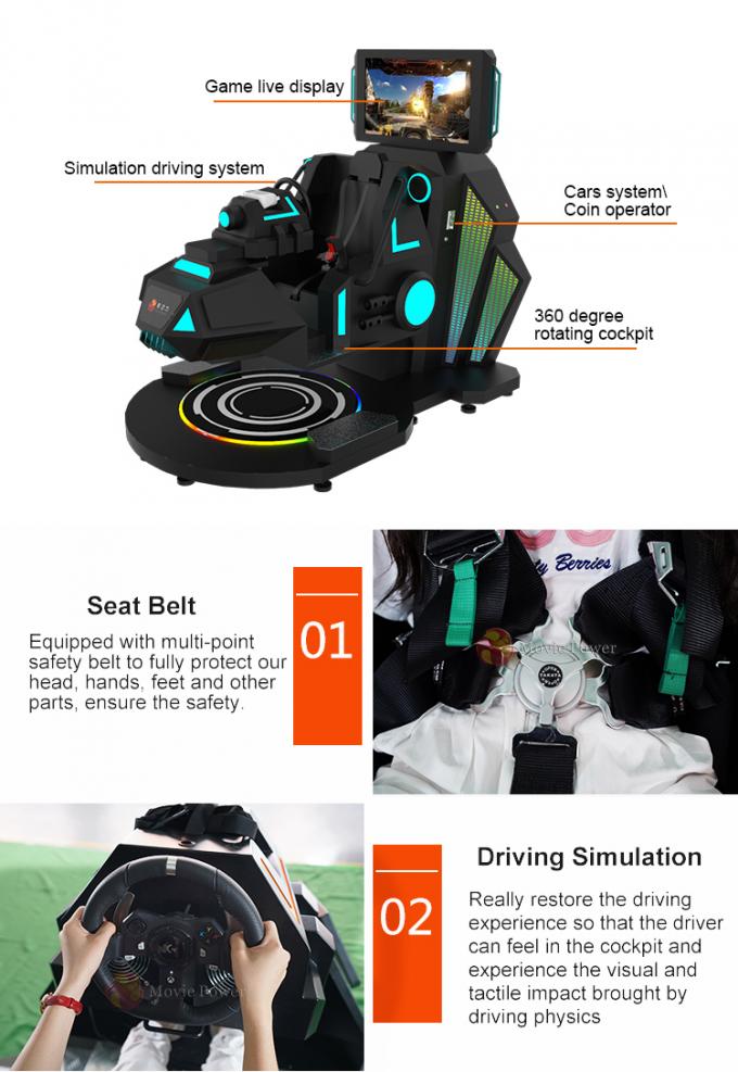 Δροσερό ηλεκτρικό 9D VR σχεδίου 9D VR παιχνίδι αγώνα αυτοκινήτων προσομοιωτών κινηματογράφων 1