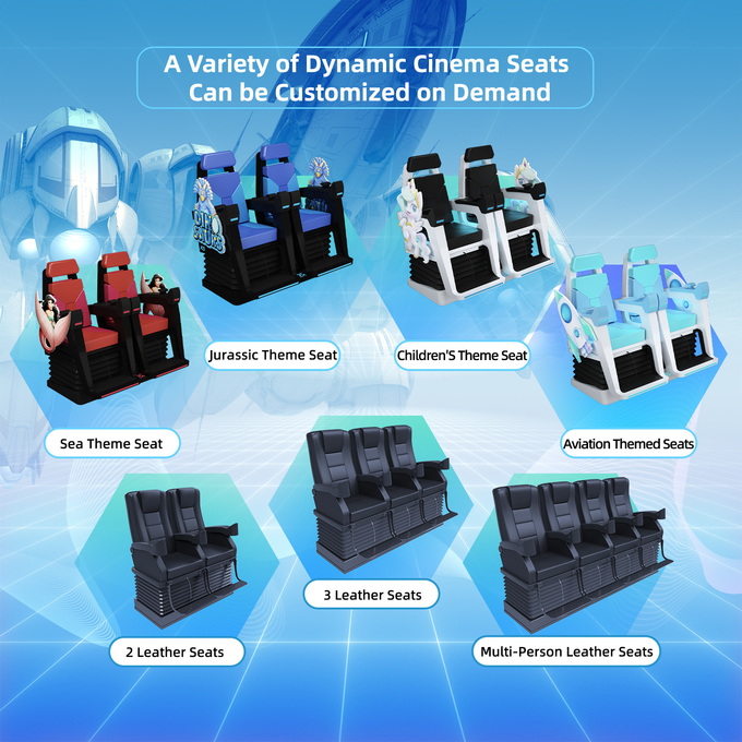 Προμηθευτές συστημάτων ταινιών VR Κινηματογραφικές καρέκλες Εξοπλισμός κινηματογράφου 4d 5d 7d 9d 6d Θέατρο με πολλαπλές θέσεις 5
