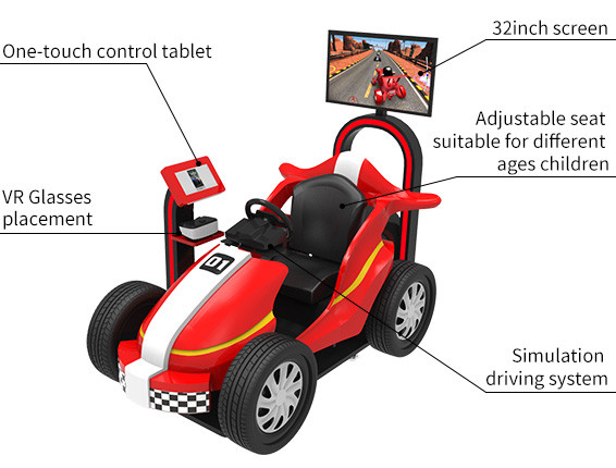 Παιδιά 9D Εικονική Πραγματικότητα Οδήγηση προσομοιωτής Πολυπαίκτη Αμαξοσπορικό Παιχνίδι για ψυχαγωγία 4