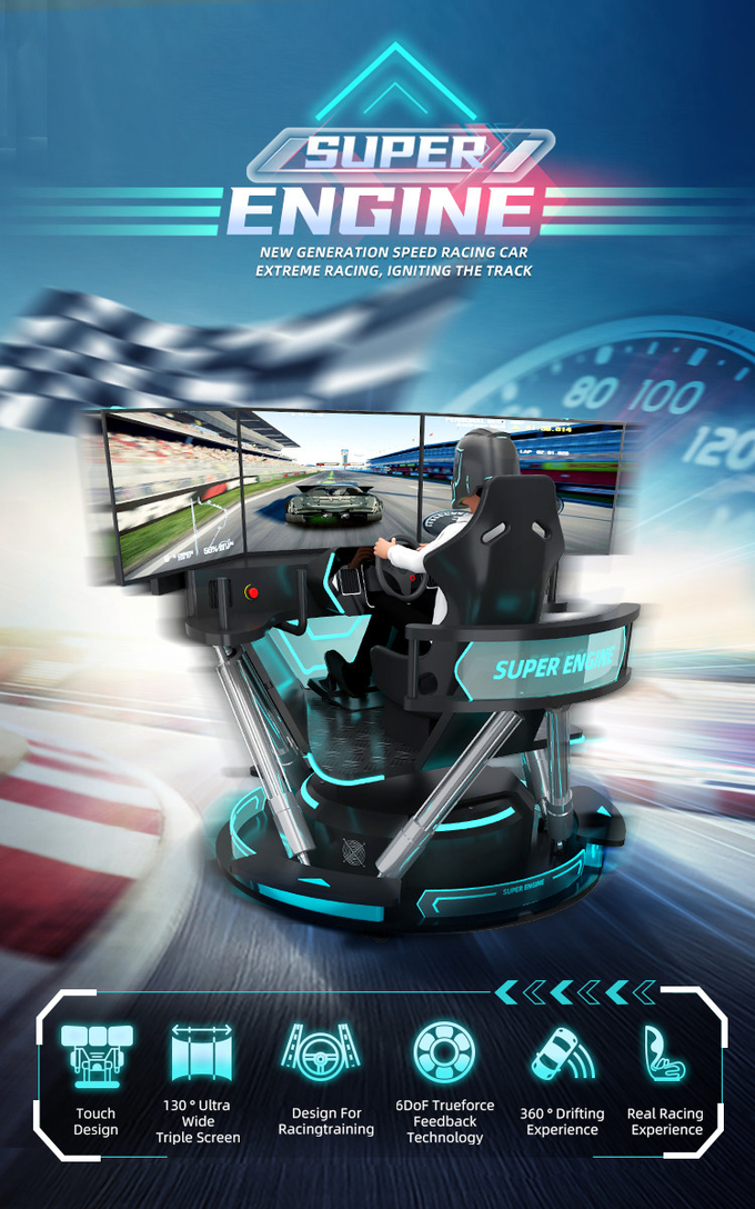 6 dof Hydraulic Racing Simulator VR Games Virtual Reality 3 Screen F1 Racing Simulator Οδηγός για την εκδήλωση του αγώνα 0