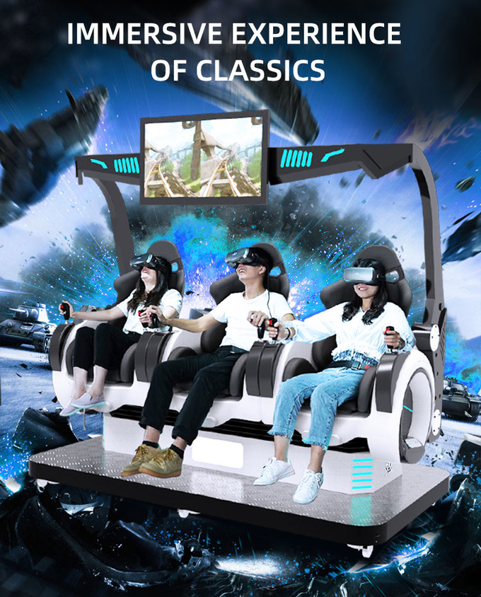 3 θέσεις Εικονικός προσομοιωτής πραγματικότητας Κέρμα Ενεργοποιημένο 5D μηχανή παιχνιδιού 9D καρέκλες κινηματογράφου 2