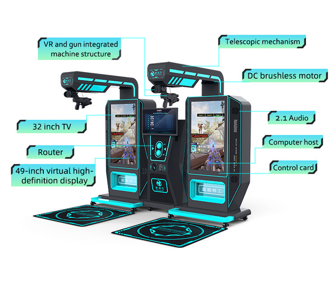 Εικονική πραγματικότητα Shooting Arcade Game Machine 9d Vr Shoot Game Εξοπλισμός για 2 παίκτες 1
