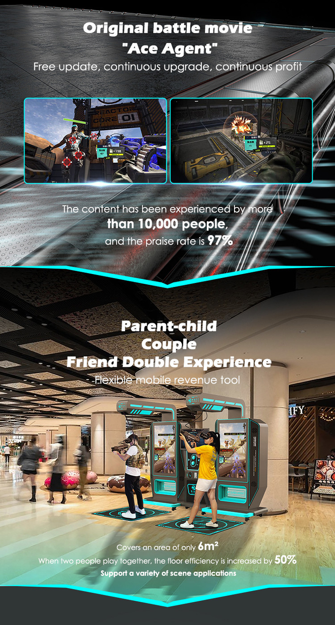 Εικονική Πραγματικότητα 9d VR Arcade Shooting Game Machine kat VR Super 2 player gun simulator Για εμπορικό κέντρο 4