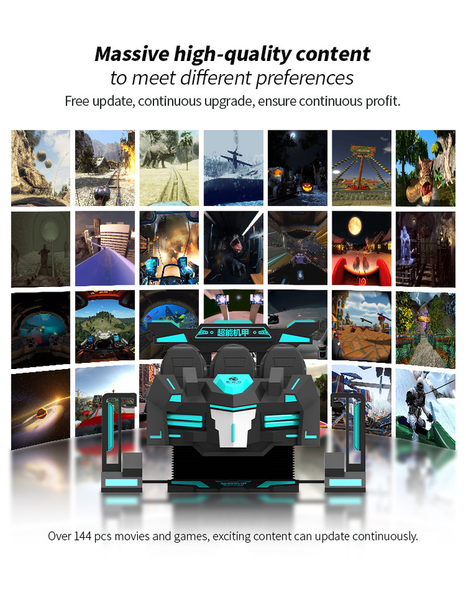Κινηματογράφος 6 φίμπεργκλας 9D VR πολλαπλάσιοι παίκτες προσομοιωτών παιχνιδιών πυροβολισμού Seater VR που οδηγούν το αυτοκίνητο 1