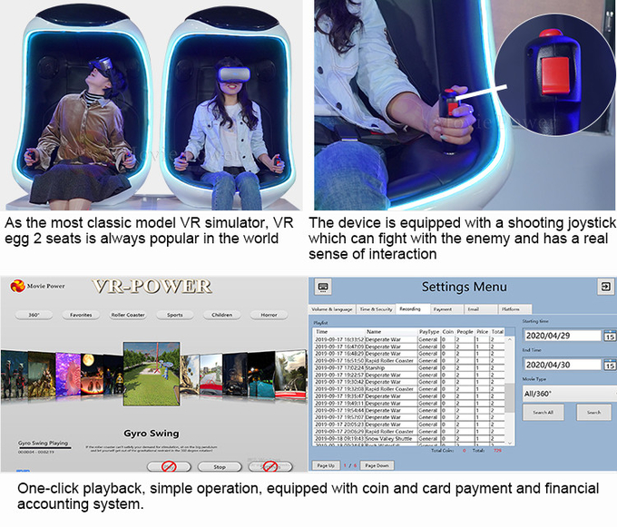 Πάρκο διασκέδασης Vr 9D Κινηματοποιητής Διαδραστικό Παιχνίδι 9D VR Εικονική Πραγματικότητα Αυγό Vr Καρέκλα Κινηματογράφου 4