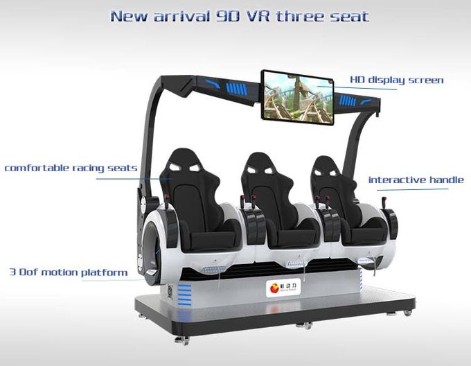 τηλεχειρισμός 3 προσομοιωτών 220V 9D μηχανή παιχνιδιών κινηματογράφων 3Q VR εικονικής πραγματικότητας καθισμάτων 2