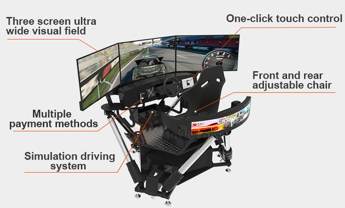 6 DOF αγωνιστικά αυτοκίνητα Arcade Δυναμικός κινητικός εξοπλισμός οδήγησης 3 Εικονικός προσομοιωτής οδήγησης 3