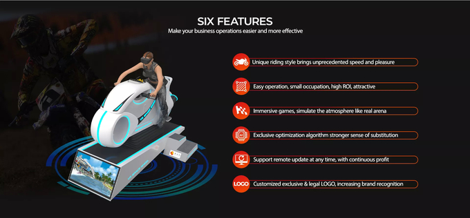 220V εξοπλισμός παιχνιδιών μοτοσικλετών προσομοιωτών 9D αγώνα δύναμης VR κινηματογράφων 2