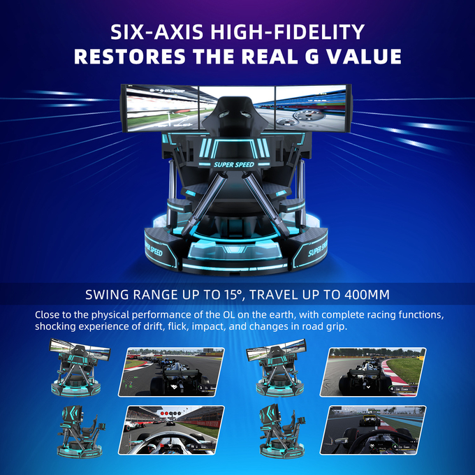 Εμπορικός 9D VR αγώνα χονδρικής τιμής VR έξοχος εξοπλισμός παιχνιδιών αυτοκινήτων ταχύτητας προσομοιωτών 5