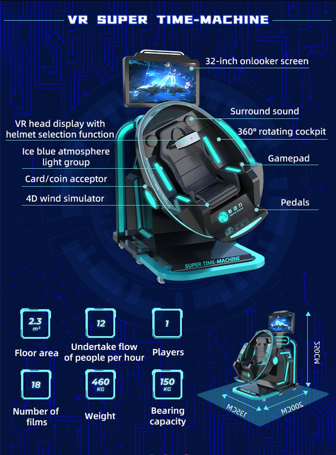 Εμπορική 9D VR εικονικής πραγματικότητας προωθητών νομισμάτων έξοχη μηχανή παιχνιδιών μυγών χρόνος-μηχανών προσομοιωτών 4