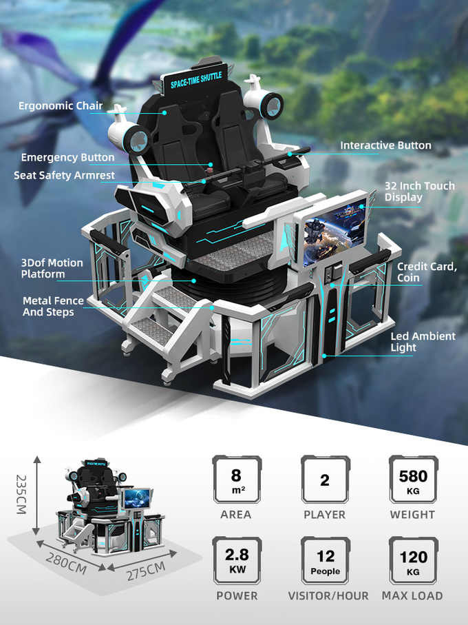 Ασφάλεια 9d ΒR Κινηματογράφος 2 θέσεις ΒR Roller Coaster Simulator Chair 360 Motion Ride 1
