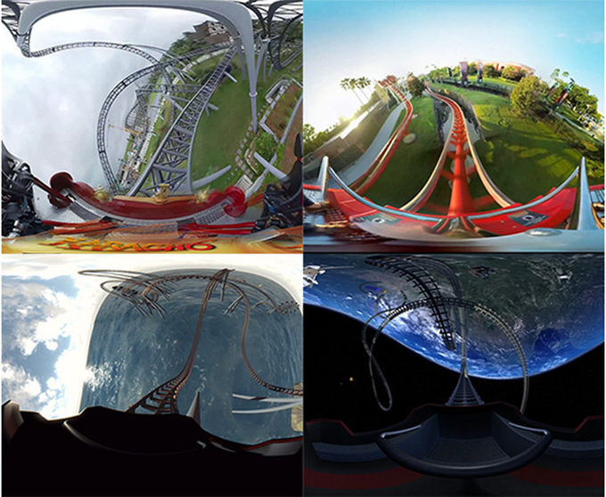 τρισδιάστατο ρόλερ κόστερ 360 εικονικής πραγματικότητας κινηματογράφων 9D VR περιστρεφόμενη μηχανή παιχνιδιών του Flight Simulator εδρών Vr 2